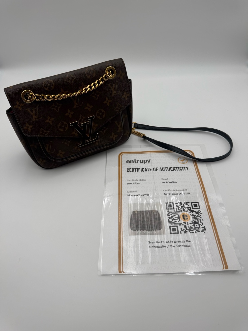 Louis Vuitton Brown Monogram Passy Shoulder Bag with Gold Chain